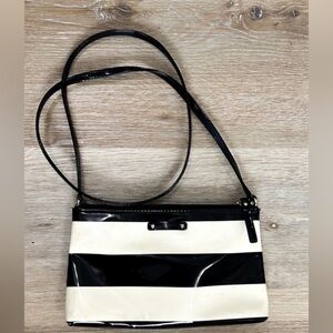 Kate Spade Penn Valley Cream Black Stripe Crossbody Pink Interior